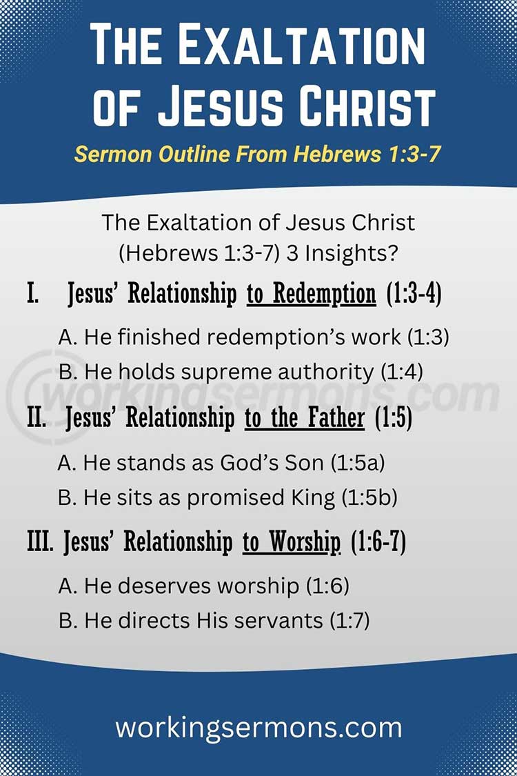 Sermon Outline From Hebrews 1:3-7 | The Exaltation of Jesus Christ