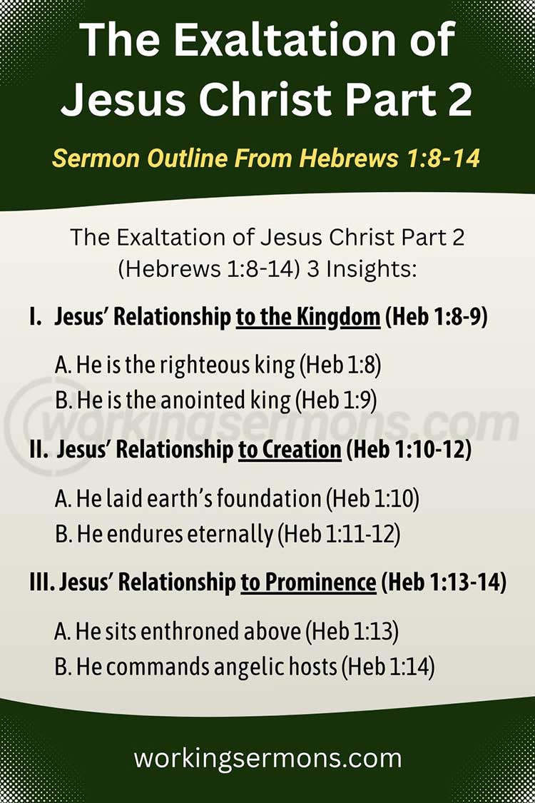 Sermon Outline From Hebrews 1:8-14 | The Exaltation of Jesus Christ